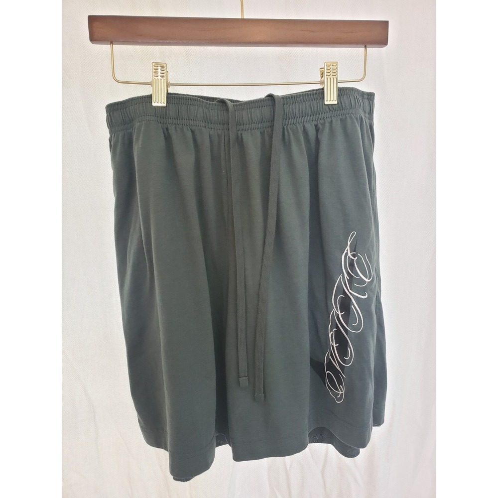 Nike Men's Athletic Shorts Size L Green Embroidered Script Logo Drawstring